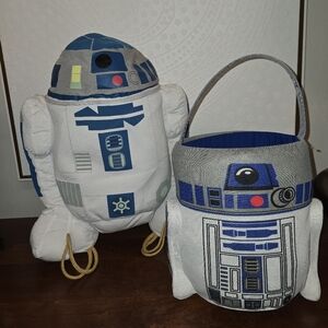 R2-D2 Plush Backpack and Basket Set - White & Blue